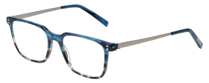 Profile View of Eyebobs Above Board Unisex Square Reading Glasses Blue Grey Tortoise Havana 50mm