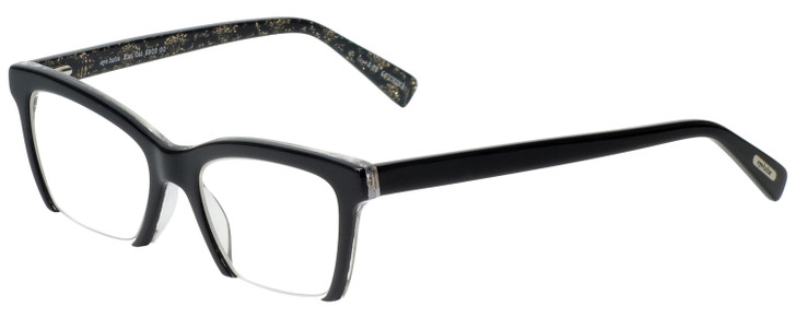 Eyebobs Flat Cat Eyeglasses Ladies Cateye Black Gold Glitter 50mm Custom L&R Lens