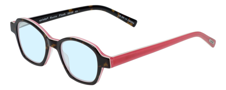 Eyebobs Haute Flash Ladies Blue Light Blocking Eyeglasses in Tortoise White Pink