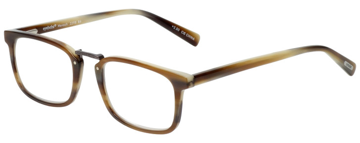 Profile View of Eyebob Mensch Square Designer Reading Glasses Brown Gold Blonde Marble Horn 52mm