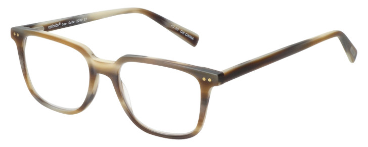 Profile View of Eyebobs See Suite Square Designer Reading Glasses Striped Brown Horn Marble 51mm