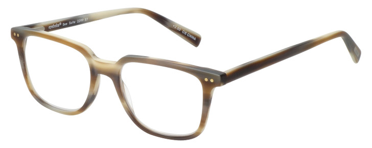 Profile View of Eyebobs See Suite Designer Single Vision Prescription Rx Eyeglasses in Striped Brown Horn Marble Unisex Square Full Rim Acetate 51 mm