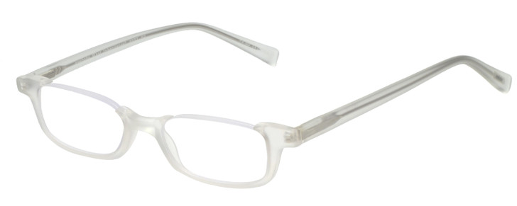 Profile View of Eyebobs What Inheritance 1/2-Rimless Designer Reading Glasses Matte Crystal 47mm