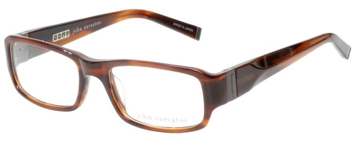 John Varvatos V341 Rectangle Brown Horn Crystal Eyeglasses 53 mm Custom L&R Lens