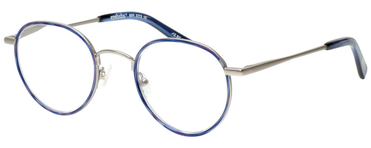 Eyebobs BFF 3173-10 Unisex Oval Full Rim Designer Reading Glasses Blue Silver 46