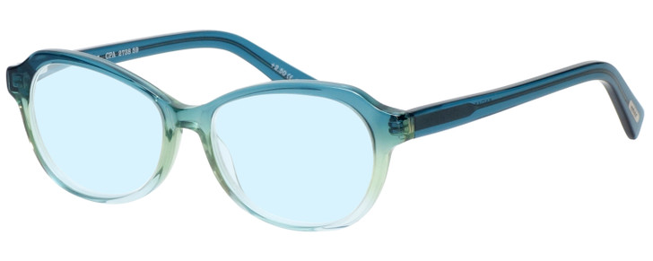 Profile View of Eyebobs CPA 2738-59 Designer Blue Light Blocking Eyeglasses in Blue Green Crystal Fade Unisex Cateye Full Rim Acetate 51 mm
