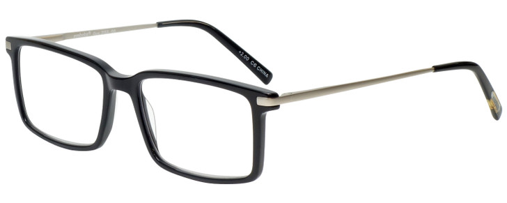 Profile View of Eyebobs Gus 3155-00 Designer Bi-Focal Prescription Rx Eyeglasses in Black Silver Mens Rectangle Full Rim Acetate 57 mm
