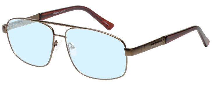 Profile View of Enhance EN3920 Designer Blue Light Blocking Eyeglasses in Matte Coffee Brown Mens Square Full Rim Metal 62 mm