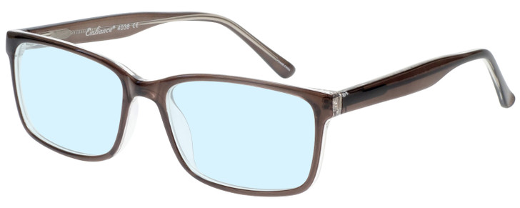 Profile View of Enhance EN4038 Designer Blue Light Blocking Eyeglasses in Dark Grey Crystal Mens Classic Full Rim Acetate 60 mm