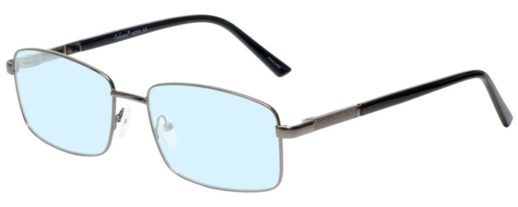 Profile View of Enhance EN4053 Designer Progressive Lens Blue Light Blocking Eyeglasses in Shiny Gunmetal Silver Mens Rectangle Full Rim Metal 61 mm