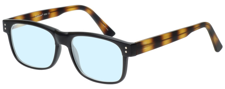 Profile View of Enhance EN4064 Designer Blue Light Blocking Eyeglasses in Black Tortoise Havana Mens Retro Full Rim Acetate 58 mm