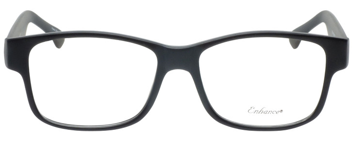 Front View of Enhance EN4075 Designer Single Vision Prescription Rx Eyeglasses in Matte Black Mens Classic Full Rim Acetate 60 mm