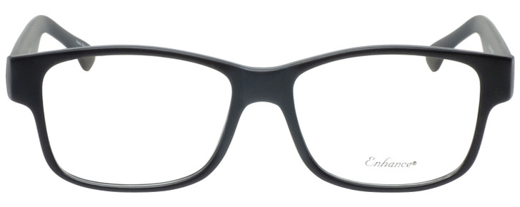 Front View of Enhance EN4075 Designer Bi-Focal Prescription Rx Eyeglasses in Matte Black Mens Classic Full Rim Acetate 60 mm