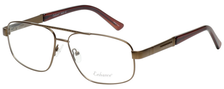 Profile View of Enhance EN4106 Designer Single Vision Prescription Rx Eyeglasses in Brown Mens Rectangle Full Rim Metal 63 mm