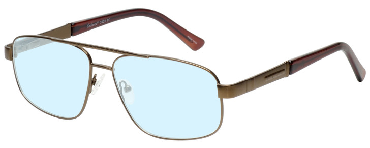 Profile View of Enhance EN4106 Designer Progressive Lens Blue Light Blocking Eyeglasses in Brown Mens Rectangle Full Rim Metal 63 mm