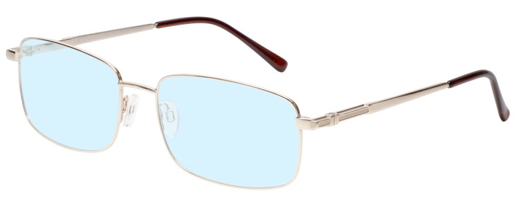 Profile View of Enhance EN4106 Designer Blue Light Blocking Eyeglasses in Gold Mens Rectangle Full Rim Metal 63 mm