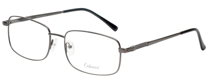 Profile View of Enhance EN4106 Designer Bi-Focal Prescription Rx Eyeglasses in Gunmetal Silver Mens Rectangle Full Rim Metal 60 mm