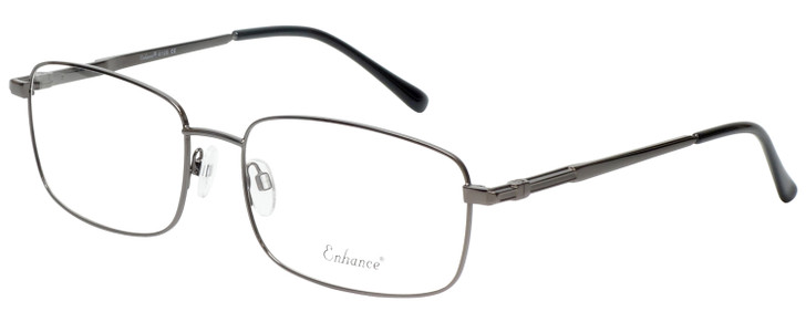 Profile View of Enhance EN4106 Designer Bi-Focal Prescription Rx Eyeglasses in Gunmetal Silver Mens Rectangle Full Rim Metal 63 mm