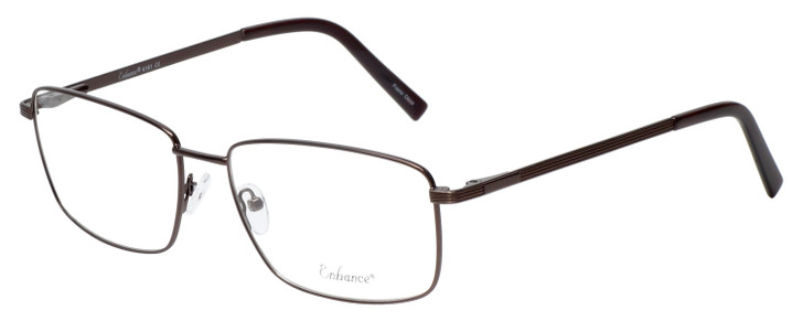 Profile View of Enhance EN4161 Designer Bi-Focal Prescription Rx Eyeglasses in Brown Mens Rectangle Full Rim Metal 60 mm