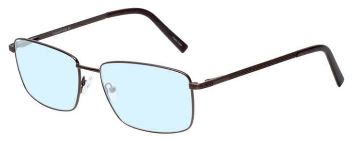 Profile View of Enhance EN4161 Designer Progressive Lens Blue Light Blocking Eyeglasses in Brown Mens Rectangle Full Rim Metal 60 mm