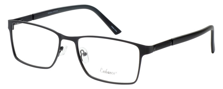 Profile View of Enhance EN4172 Designer Bi-Focal Prescription Rx Eyeglasses in Matte Black Mens Rectangle Full Rim Metal 59 mm