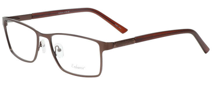 Profile View of Enhance Mens BIG & TALL EN4172-MBR-59 mm Designer Reading Glasses in Matte Brown