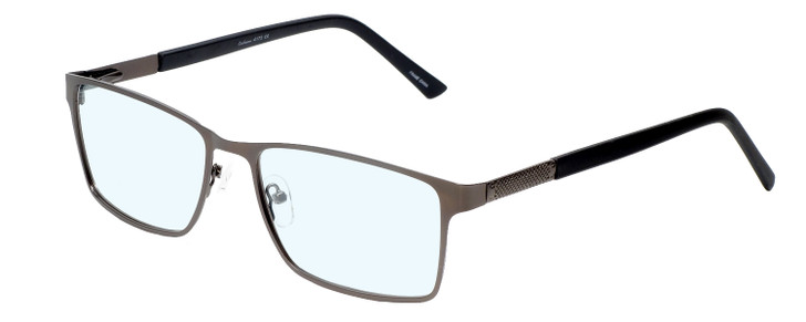 Profile View of Enhance EN4172 Designer Blue Light Blocking Eyeglasses in Matte Gunmetal Black Mens Rectangle Full Rim Metal 59 mm