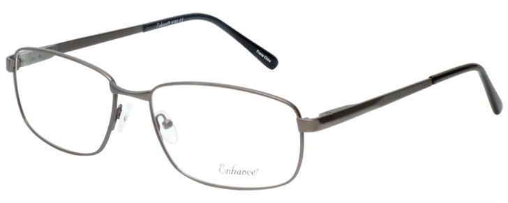 Profile View of Enhance Mens BIG & TALL EN4182-SGU-60mm Designer Reading Glasses Satin Gun Metal