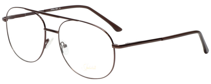 Profile View of Jubilee J5801 Designer Bi-Focal Prescription Rx Eyeglasses in Brown Mens Aviator Full Rim Metal 62 mm