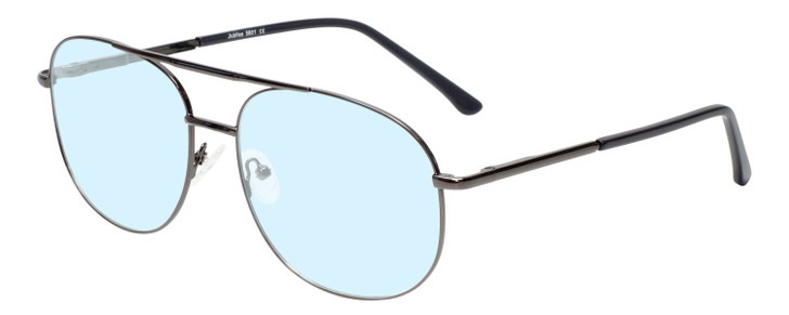 Profile View of Jubilee J5801 Designer Blue Light Blocking Eyeglasses in Gunmetal Black Mens Aviator Full Rim Metal 62 mm