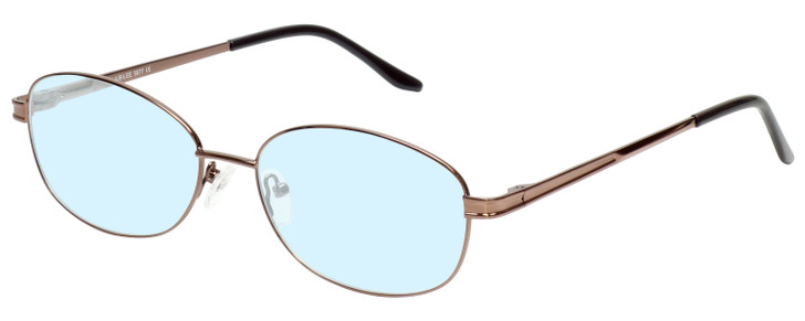 Profile View of Jubilee J5877 Designer Blue Light Blocking Eyeglasses in Coffee Brown Mens Oval Full Rim Metal 59 mm