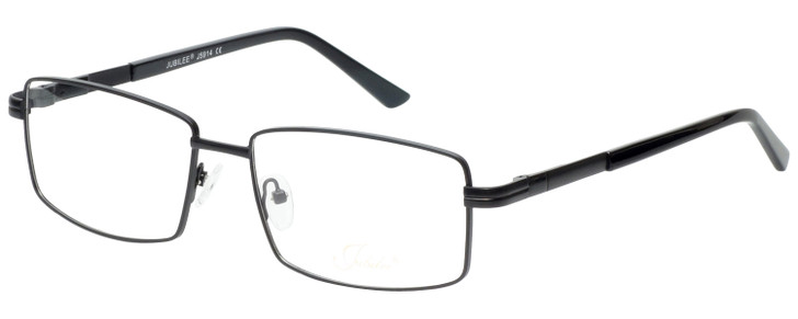 Profile View of Jubilee J5914 Designer Progressive Lens Prescription Rx Eyeglasses in Matte Black Mens Rectangle Full Rim Metal 60 mm