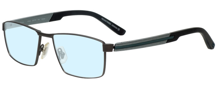 OGA 7765O-GG042 Progressive Blue Light Glasses Satin Gun Metal Silver Green 53mm
