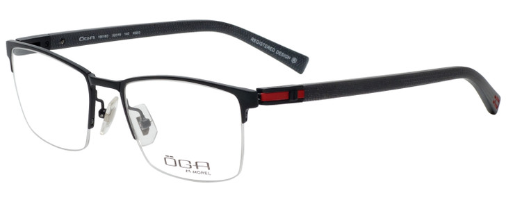 OGA 10018O-NG03 Unisex Square Semi-Rimless Reading Glasses Satin Black Red 52 mm