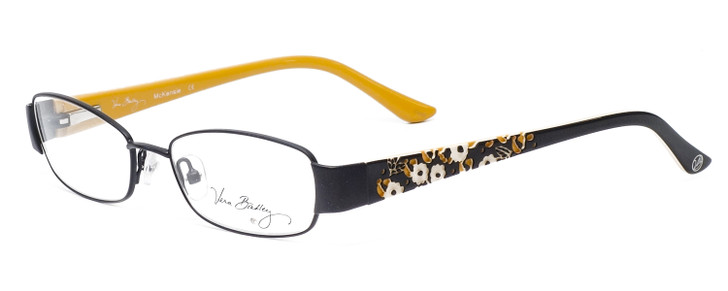 Profile View of Vera Bradley McKensie Ladies Designer Reading Glasses Black Yellow Go Wild 51 mm