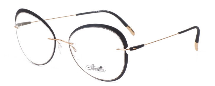 Silhouette Dynamic Color Ladies Round Designer Reading Glasses Matte Black 55 mm