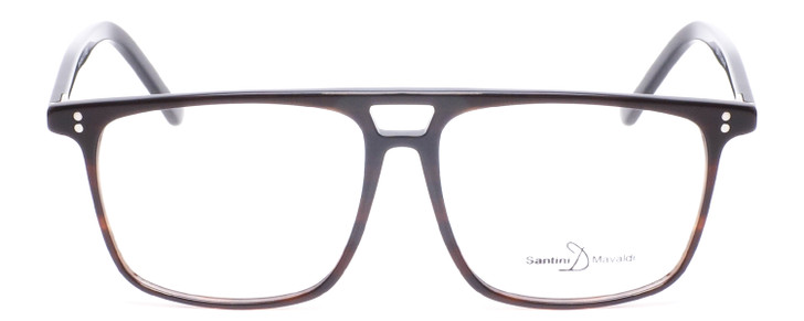 Front View of Santini Mavaldi  Designer Single Vision Prescription Rx Eyeglasses in Brown Unisex Classic Full Rim Acetate 54 mm