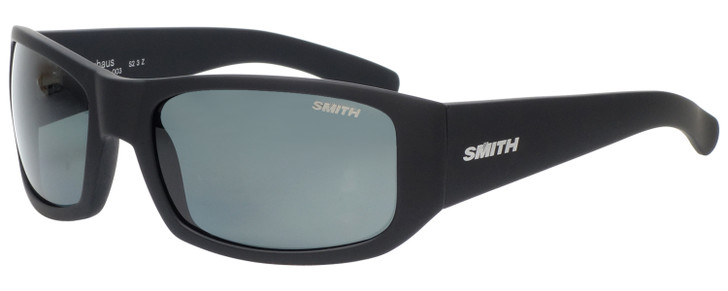 Profile View of Smith Optics BAUHAUS Mens Classic Sunglass Matte Black/Polarized Smoke Grey 59mm