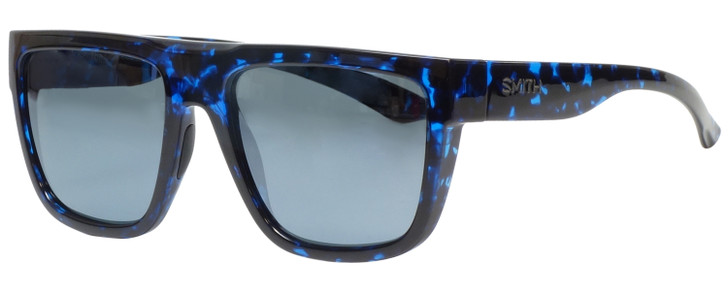 Profile View of Smith COMEBACK Sunglasses in Blue Tortoise/Polarized Platinum Silver Mirror 58mm