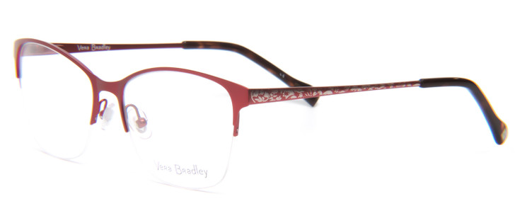 Vera Bradley Deirdre Cateye Semi-Rimless Stitched Flowers Red 55mm Eyeglasses Rx