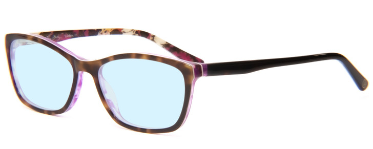 Profile View of Vera Bradley Larissa Designer Blue Light Blocking Eyeglasses in Rosewood Purple Tortoise Havana Ladies Classic Full Rim Acetate 54 mm