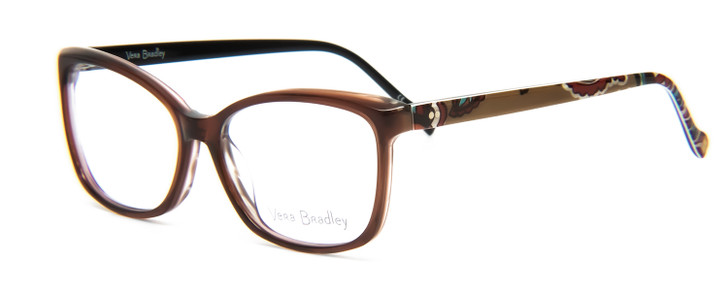 Profile View of Vera Bradley Tamlyn Designer Reading Eye Glasses with Custom Cut Powered Lenses in Desert Floral Crystal Brown Blue Red Ladies Cateye Full Rim Acetate 54 mm