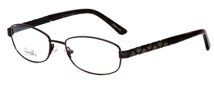 Profile View of Joan Collins JC9775-BRM Designer Single Vision Prescription Rx Eyeglasses in Brown Marble Ladies Rectangle Full Rim Stainless Steel 52 mm