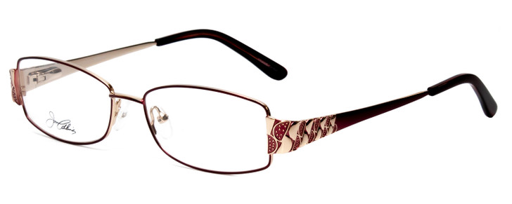 Profile View of Joan Collins JC9785-GBU Designer Single Vision Prescription Rx Eyeglasses in Gold Burgundy Red Ladies Rectangle Full Rim Stainless Steel 54 mm