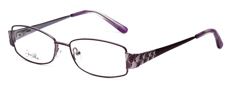 Profile View of Joan Collins JC9785-LIL Designer Single Vision Prescription Rx Eyeglasses in Lilac Purple Silver Ladies Rectangle Full Rim Stainless Steel 54 mm