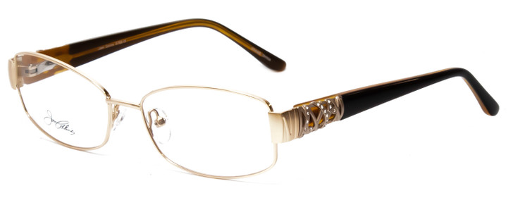 Profile View of Joan Collins JC9798-GLD Designer Bi-Focal Prescription Rx Eyeglasses in Gold Crystals Ladies Square Full Rim Stainless Steel 54 mm
