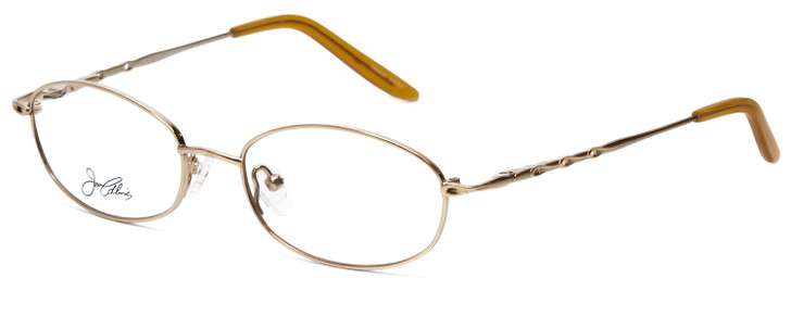 Profile View of Joan Collins JC9810-GLD Designer Reading Eye Glasses with Custom Cut Powered Lenses in Gold Ladies Oval Full Rim Titanium 51 mm