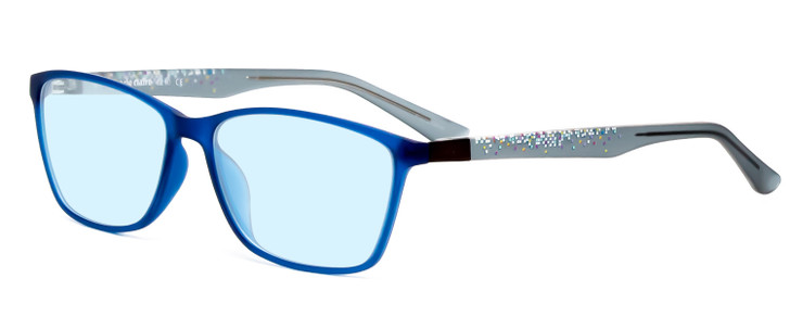 Profile View of Marie Claire MC6210-BLU Designer Progressive Lens Blue Light Blocking Eyeglasses in Matte Crystal Blue Grey Ladies Classic Full Rim Acetate 55 mm