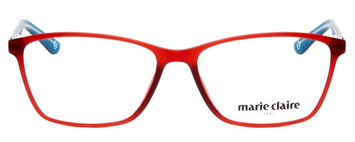 Front View of Marie Claire MC6210-RBL Designer Reading Eye Glasses with Custom Cut Powered Lenses in Matte Crystal Red Blue Ladies Classic Full Rim Acetate 55 mm