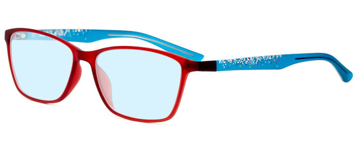 Profile View of Marie Claire MC6210-RBL Designer Progressive Lens Blue Light Blocking Eyeglasses in Matte Crystal Red Blue Ladies Classic Full Rim Acetate 55 mm